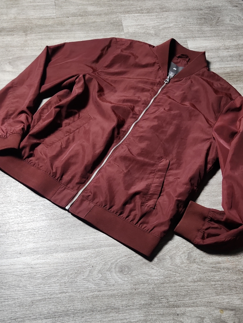 H&M Burgundy Zip-Front Bomber Jacket - Picture 2 of 7